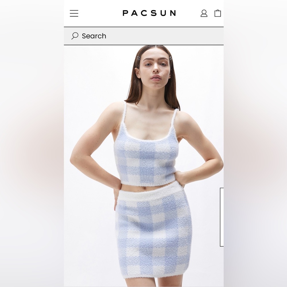 PacSun LA Hearts Fuzzy Mini Skirt and Top